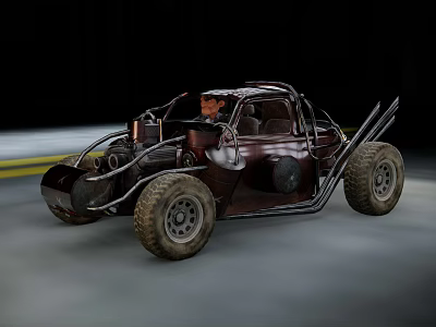Dark Open Off Road Car With Large Tires And Rough Structure Design 3d model