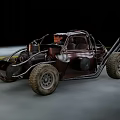 Dark Open Off Road Car With Large Tires And Rough Structure Design