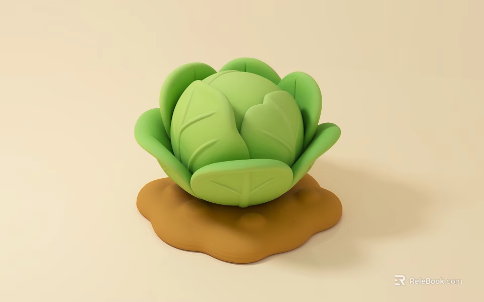 Green Cabbage Themed Floor Display Stack With Brown Base For Home Decor 3d model 