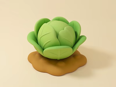 Green Cabbage Themed Floor Display Stack With Brown Base For Home Decor 3d model