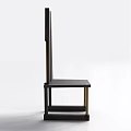 Modern Wooden Leisure Chair With Tall Slatted Back And Metal Legs Structure Design