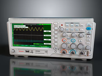 Digital Oscilloscope Electronic Measurement Tool With Green Waveform Display And Control Knobs 3d model