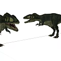 Two Large Reptile Dinosaurs Facing Each Other With Open Mouths 3d model