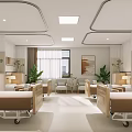 Hospital Outpatient Clinic Warm Ward With Beds And Plants