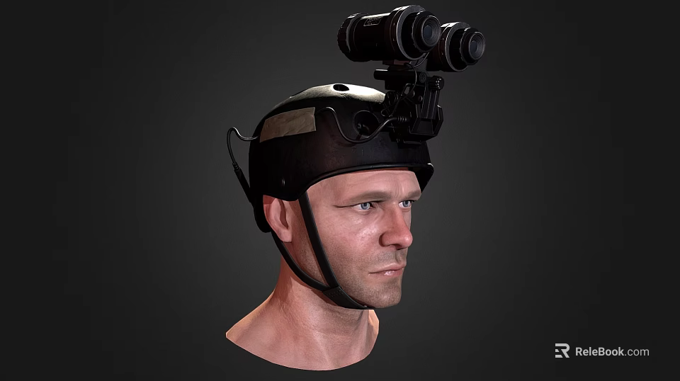 Black Binocular Head Mount Device With Comfortable Strap For Everyday Use 3d model 