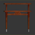 Modern Red Wooden Bedside Table With Two Tier Shelves And Metal Legs