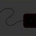 Black Computer Peripheral Device With Red Wooden Base Gold XII Symbol And Black Cable