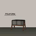 POLIFORM Modern Stool With Striped Cushion And Wooden Legs Against Light Wall
