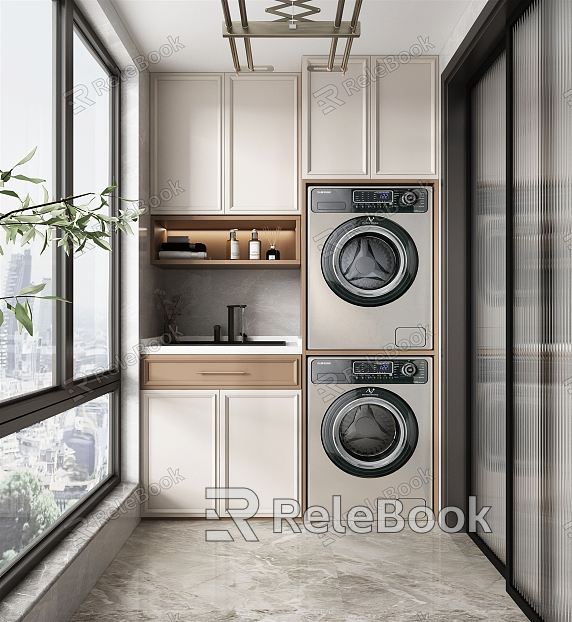 Modern Washing Machine Cabinet Home Balcony Laundry Cabinet model