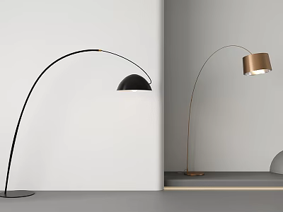 Stylish Black And Gold Arc Floor Lamps With Modern Minimalist Design For Home Decor 3d model