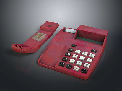 Vintage Red Classic Telephone With Push Button Keypad And Detachable Receiver 3d model