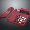 Vintage Red Classic Telephone With Push Button Keypad And Detachable Receiver 3d model