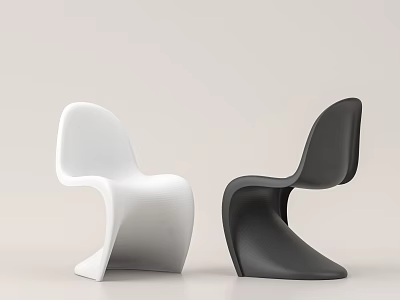 Modern Curved Single Chair With Black And White Stylish Contemporary Design 3d model