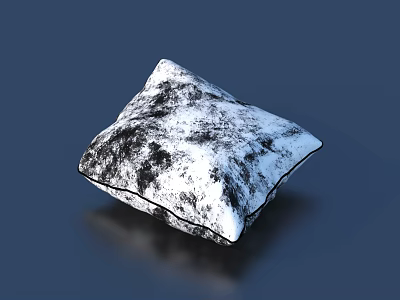 Decorative Square Pillow with Black and White Texture for Home Living Spaces 3d model