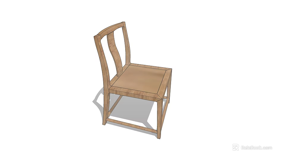 Simple Modern Dining Chair With Wooden Frame Beige Seat And Curved Backrest 3d model 