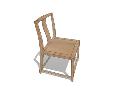 Simple Modern Dining Chair With Wooden Frame Beige Seat And Curved Backrest 3d model
