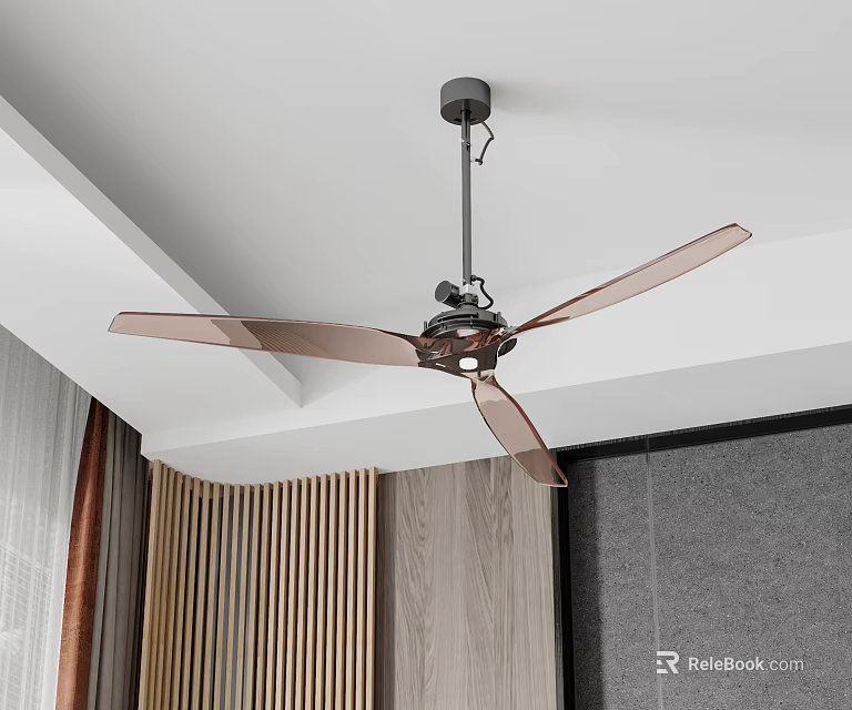 Modern Ceiling Fan With Transparent Blades For Living Room Interior Design 3d model 