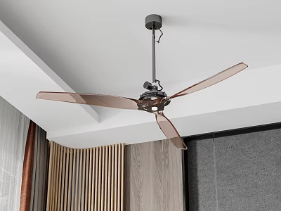 Modern Ceiling Fan With Transparent Blades For Living Room Interior Design 3d model