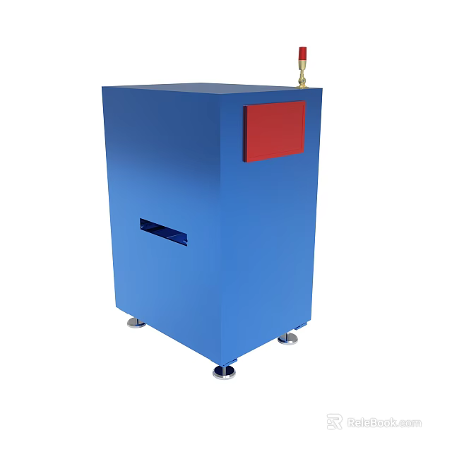 Blue Industrial Equipment With Red Panel and Caster Wheels Base 3d model 