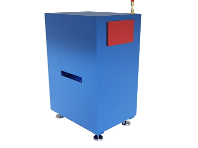 Blue Industrial Equipment With Red Panel and Caster Wheels Base 3d model