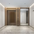 Modern Elevator Lobby Interior With Light Wall Panels Shiny Flooring And Ceiling Lighting 3d model