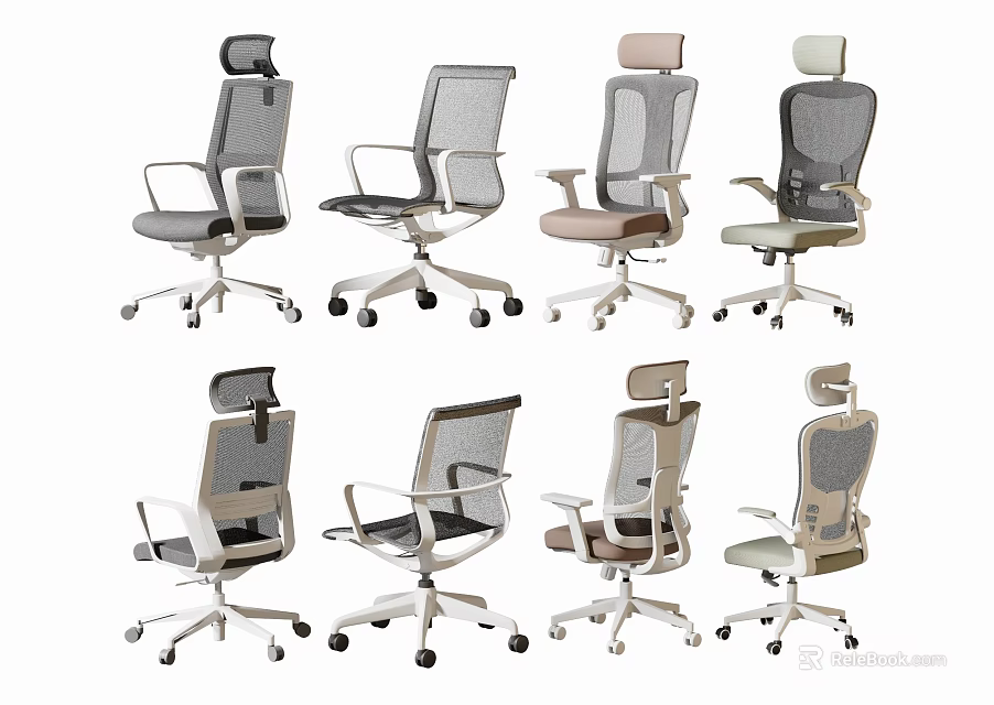 Modern Ergonomic Office Chairs With Mesh Back And Multiple Color Options 3d model 