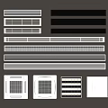 Different Types of Air Conditioner Vents with Rectangular and Square Shapes in White and Gray