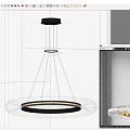 Elegant Modern Circular Crystal Chandelier With Gold Ring For Interior Lighting 3d model