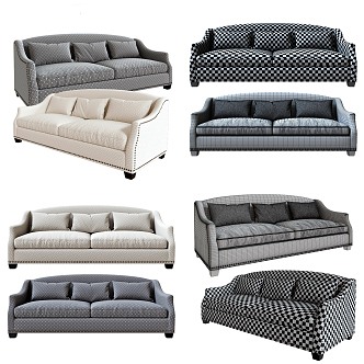 American double sofa 3d model