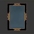 Ornate Photo Frame With Black Border Golden Decorative Accents And Blue Mirror Surface