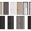Sleek Modern Hinged Doors with Various Colors and Glass Panel Designs 3d model