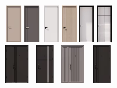 Modern swing door bedroom door entry door bathroom door wooden door glass door paint door single door password door 3d model