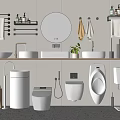 Modern Bathroom Sink With Round Mirror Wall Mounted Towel Racks And Toiletries