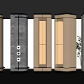 Modern Exhibition Hall Decorative Columns With Wood Marble And Lighting Design