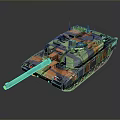 Modern Military Tank With Colorful Camouflage Pattern Turret And Long Cannon Design