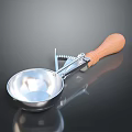 Delicious Ice Cream Serving With Stainless Steel Scoop And Wooden Handle