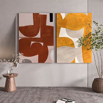 Modern abstract painting decorative painting combination 3d model