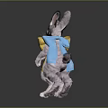 White Bunny Stuffed Toys With Yellow And Blue Bows Standing On Dark Surface