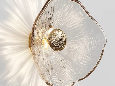 Elegant Transparent Glass Petal Shaped Wall Light With Gold Accent And Radiant Glow 3d model