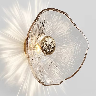 Elegant Transparent Glass Petal Shaped Wall Light With Gold Accent And Radiant Glow 3d model