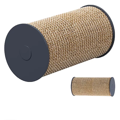 Cylindrical Cat Scratching Post With Natural Sisal Rope And Black Base 3d model
