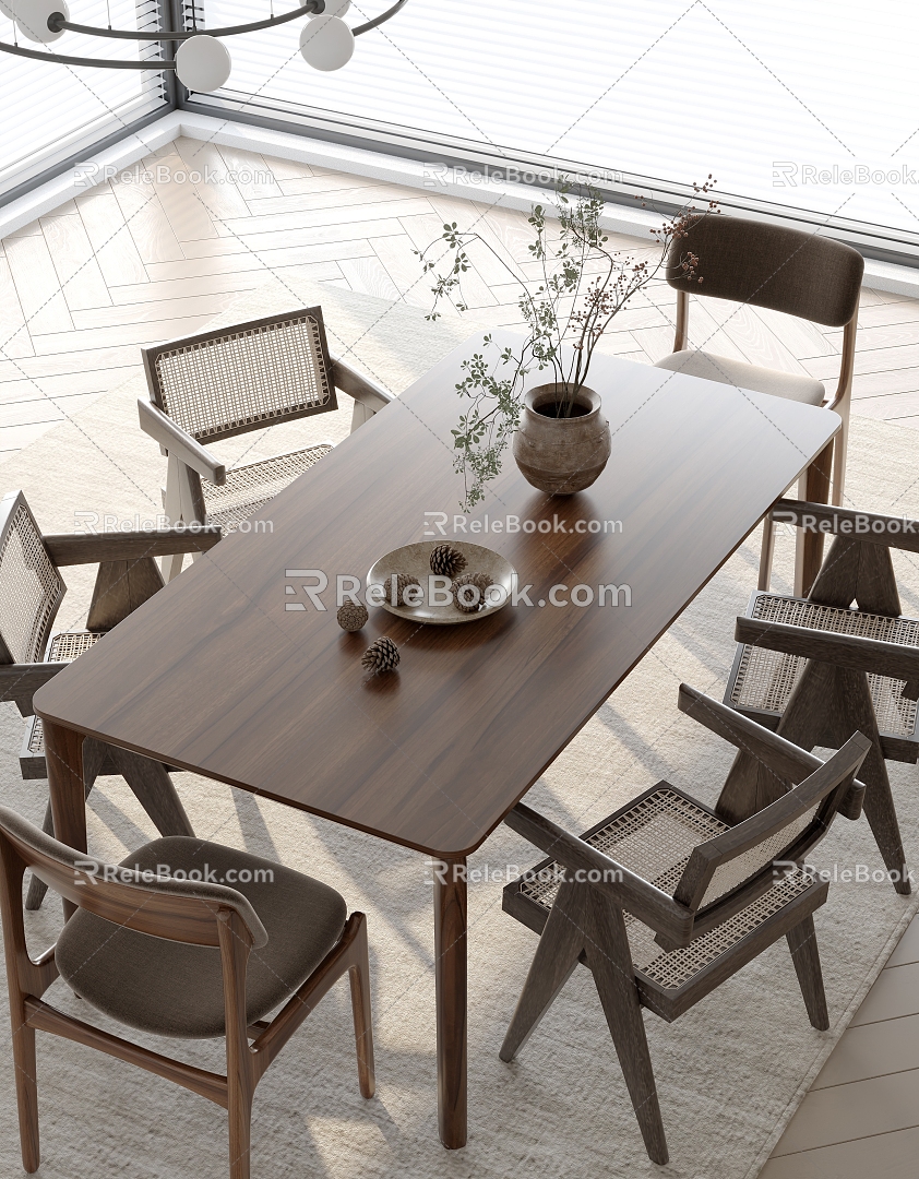 Quiet table and chair combination 3d model