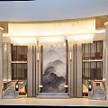 Luxurious Hotel Lobby Interior With Grand Chandelier Marble Columns And Staircase
