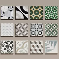 Various Floor Tiles Featuring Geometric Floral And Classic Patterns In Diverse Styles 3d model