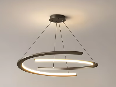 Modern Circular Ring Chandelier Design With Metallic Hanging Cords And Warm Light 3d model