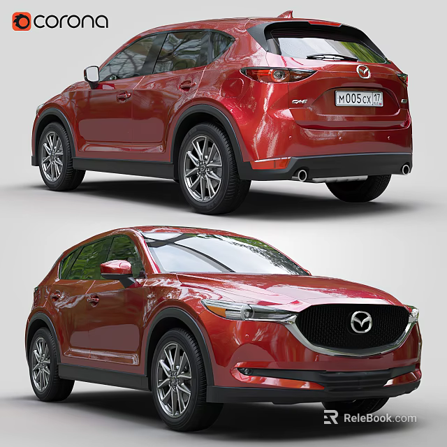 Red Mazda SUV Exterior Design Front And Rear View Features Shiny Finish 3d model 