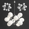 Modern Contemporary Chandelier With White Spherical Bulbs And Metal Frame Design