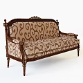 Classical Vintage Sofa With Wooden Frame Scroll Pattern And Ornate Carved Details 3d model