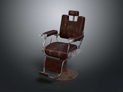 Ergonomic Brown Leather Office Chair With Metal Frame Adjustable Backrest And Armrests 3d model