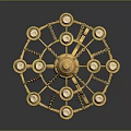 Standing Golden Ornate Candelabra With Multiple Arms And Intricate Base